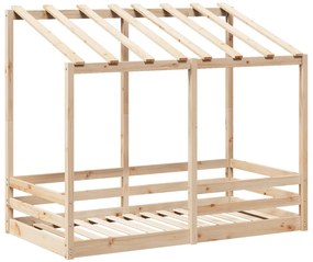 Cama infantil com telhado 80x160 cm madeira de pinho maciça