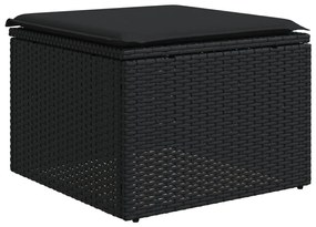 10 pcs conjunto sofás de jardim c/ almofadões vime PE preto