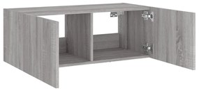 Móvel de parede p/ TV c/ luzes LED 80x35x31 cm cinzento sonoma