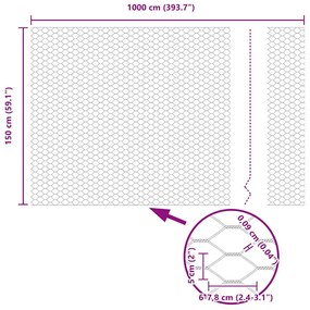 Cerca Hexagonal Cinza Cinzeto 1.5 x 10 m Aço