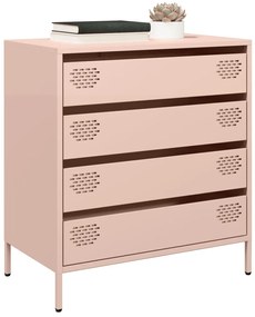 vidaXL Aparador 68x39x73,5 cm aço laminado a frio rosa