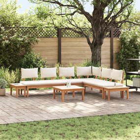 vidaXL Conjunto de Sofá de Jardim 4 pcs Marrom e Creme