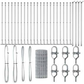 Cerca Euro com 13 postes flangelados, 0,6 x 50m, em aço galvanizado.