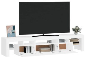 Móvel de TV com luzes LED 200x36,5x40 cm branco