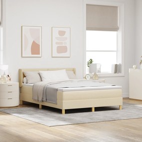 vidaXL Cama Box com Colchão , Creme, 140 x 190 cm, Tecido