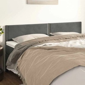vidaXL Cabeceira de cama 2 pcs veludo 80x5x78/88 cm cinzento-escuro