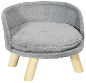 PawHut Cama Elevada para Cães Mini com Almofada Lavável e Estrutura de Madeira e Almofadas Antiderrapantes Ø40,5x33 cm Cinza