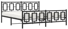 Estrutura de cama com cabeceira e pés 183x213 cm metal preto