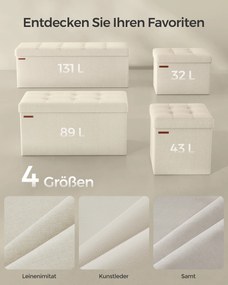 Banco rebatível com espaço de arrumação 31 x 41 cm branco creme