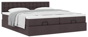 Estrutura de cama otomana com colchões tecido castanho escuro