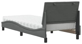 Cama com colchão 90x200 cm tecido cinzento-escuro