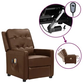 vidaXL Poltrona de massagens elétrica couro art. castanho brilhante