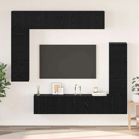 vidaXL Conjunto de móvel de TV 8 pcs Carvalho preto 80 x 30 x 30 cm
