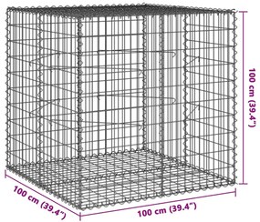 Cesto gabião com cobertura 100x100x100 cm ferro galvanizado