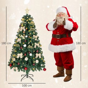 Árvore de Natal de 180 cm com Decorações 200 Luzes LED Branco Quente 8 Modos de Iluminação e 650 Ramos Verde
