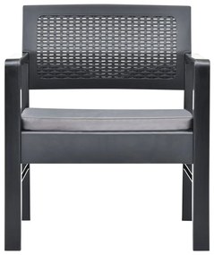 Conjunto lounge para jardim 3 pcs plástico antracite