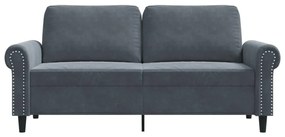 Sofá de 2 lugares 140 cm veludo cinza-escuro