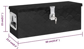 Caixa de arrumação 60x23,5x23 cm alumínio preto