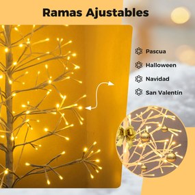 Árvore de Bétula Iluminada ,Altura 150 cm 280 Luzes LED Brancas Quentes, Branco