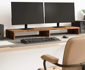 vidaXL Suporte monitor 100x27x10 cm derivados de madeira madeira velha