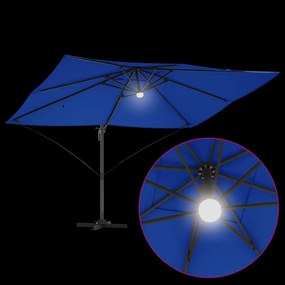 Guarda-sol Cantilever Roma com LEDs, Azul Azure, 352x251x265 cm, Alumí