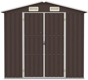Abrigo de jardim 205x129x183 cm aço galvanizado castanho