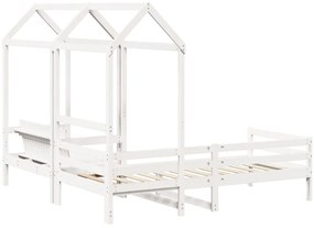 Conj. sofá-cama e banco c/ telhado 90x200cm pinho maciço branco