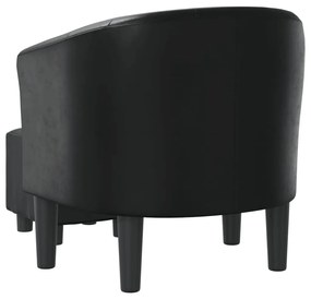 Poltrona com apoio de pés couro artificial preto