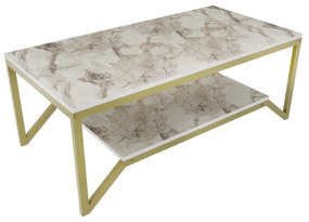 Mesa de Café Flora - Dourada e Branca - 120x60x45,8 cm