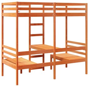 Cama alta c/ secretária/cadeiras 90x200 cm pinho castanho-mel