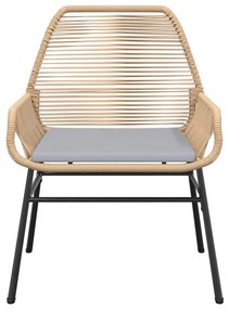Conjunto jantar jardim 7 peças almofadas vidro vime PE castanho