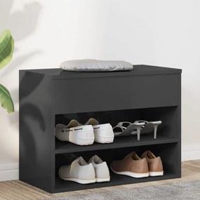vidaXL Banco sapateira 60x30x45 cm contraplacado cinzento brilhante