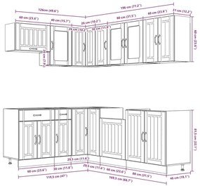 11 peças armário de cozinha conjunto Lucca branco