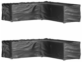 vidaXL Capas p/ mobília jardim forma de L 2 pcs 16 ilhós 250x250x70 cm