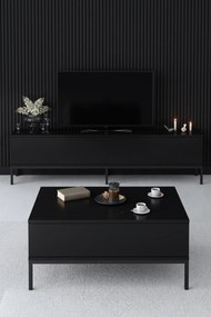 Conjunto de Mobiliário de Sala Lord – Preto – TV Stand: 180x47x30 cm,