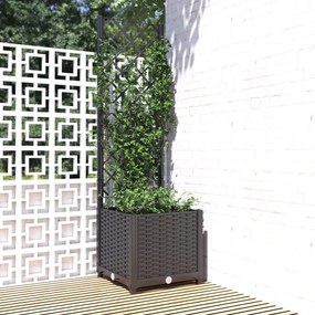 318269 vidaXL Vaso/floreira jardim c/ treliça 40x40x136 cm PP preto
