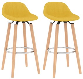 vidaXL Bancos de bar 2 pcs tecido amarelo mostarda