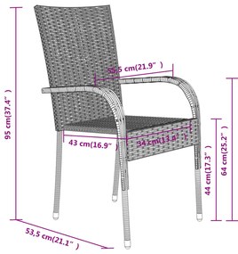 7 pcs conjunto de jantar para jardim cinza e preto
