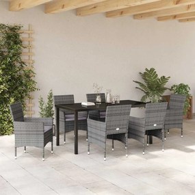 Conjunto de Jantar para Jardim 7 Peças em Rattan Sintético Cinza