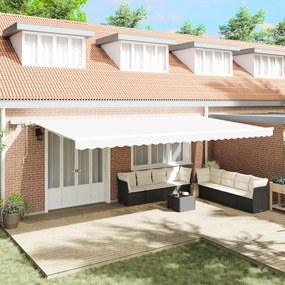 vidaXL Toldo Retrátil Manual com LED Branco 600x300 cm
