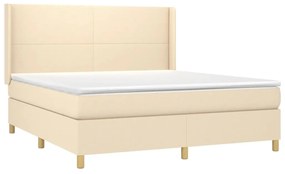 Cama box spring c/ colchão e LED 180x200 cm tecido cor creme