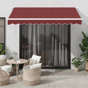 Toldo retrátil manual com luz LED 300x250 cm bordô