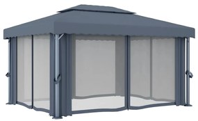 Gazebo com cortina 4x3 m alumínio antracite