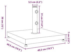 Base de guarda-sol para postes de Ø32/38/48 mm 28 kg quadrado