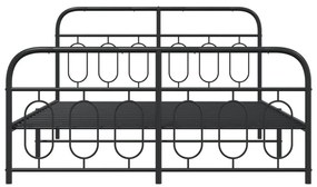 Estrutura de cama com cabeceira e pés 140x190 cm metal preto