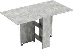 HOMCOM Mesa de Sala de Jantar Dobrável com 2 Prateleiras de Armazenamento e Rodas para Cozinha 75x140x74 cm Cinza | Aosom Portugal