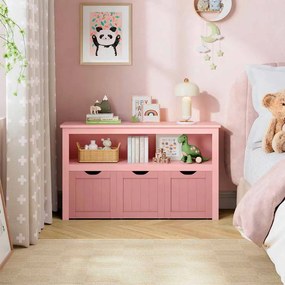 Estante infantil com rodas 30 x 102 x 60 cm rosa pastel