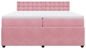 Cama com molas/colchão 200x200 cm veludo rosa