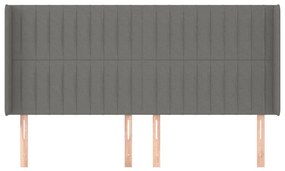 Cabeceira cama c/ abas tecido 183x16x118/128 cm cinzento-escuro