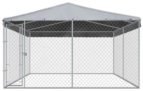 Canil de exterior com telhado 382x382x225 cm